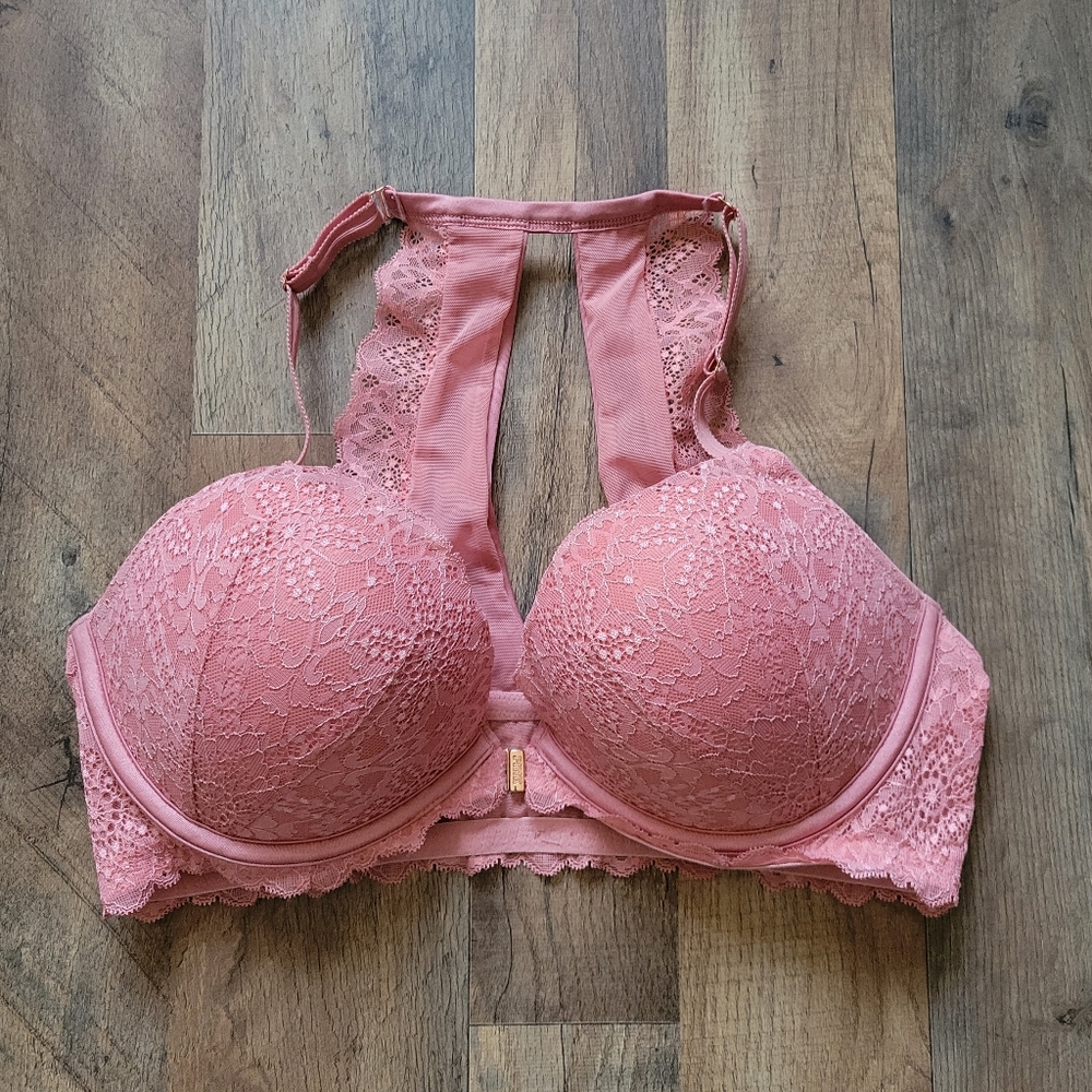 PINK Victoria's Secret Gorgeous Pink Lace Push-up Bra Size 36D